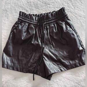 Olivaceous High Waist Black Women's Leather Shorts